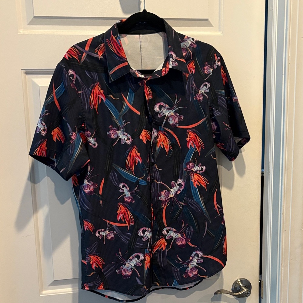 lululemon athletica Black Floral Men's Shirt